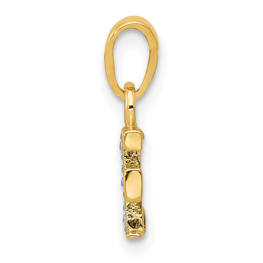 14KY with Rhodium Diamond Letter F Initial Pendant-YC250F