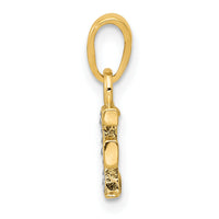 14KY with Rhodium Diamond Letter F Initial Pendant-YC250F