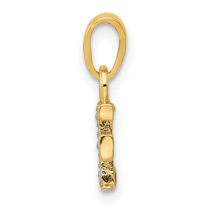 14KY with Rhodium Diamond Letter F Initial Pendant-YC250F