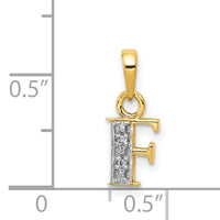 14KY with Rhodium Diamond Letter F Initial Pendant-YC250F