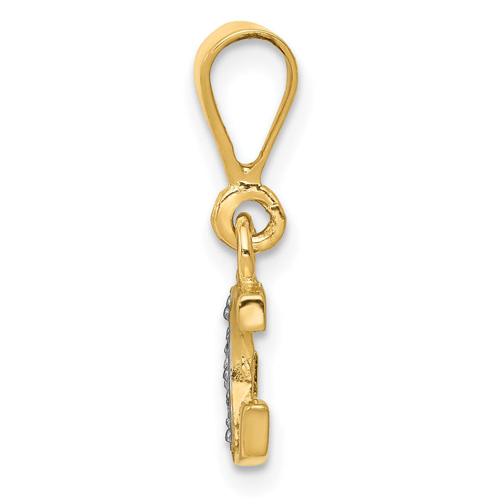14KY with Rhodium Diamond Letter G Initial Pendant-YC250G