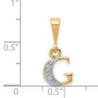 14KY with Rhodium Diamond Letter G Initial Pendant-YC250G