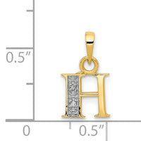 14KY with Rhodium Diamond Letter H Initial Pendant-YC250H