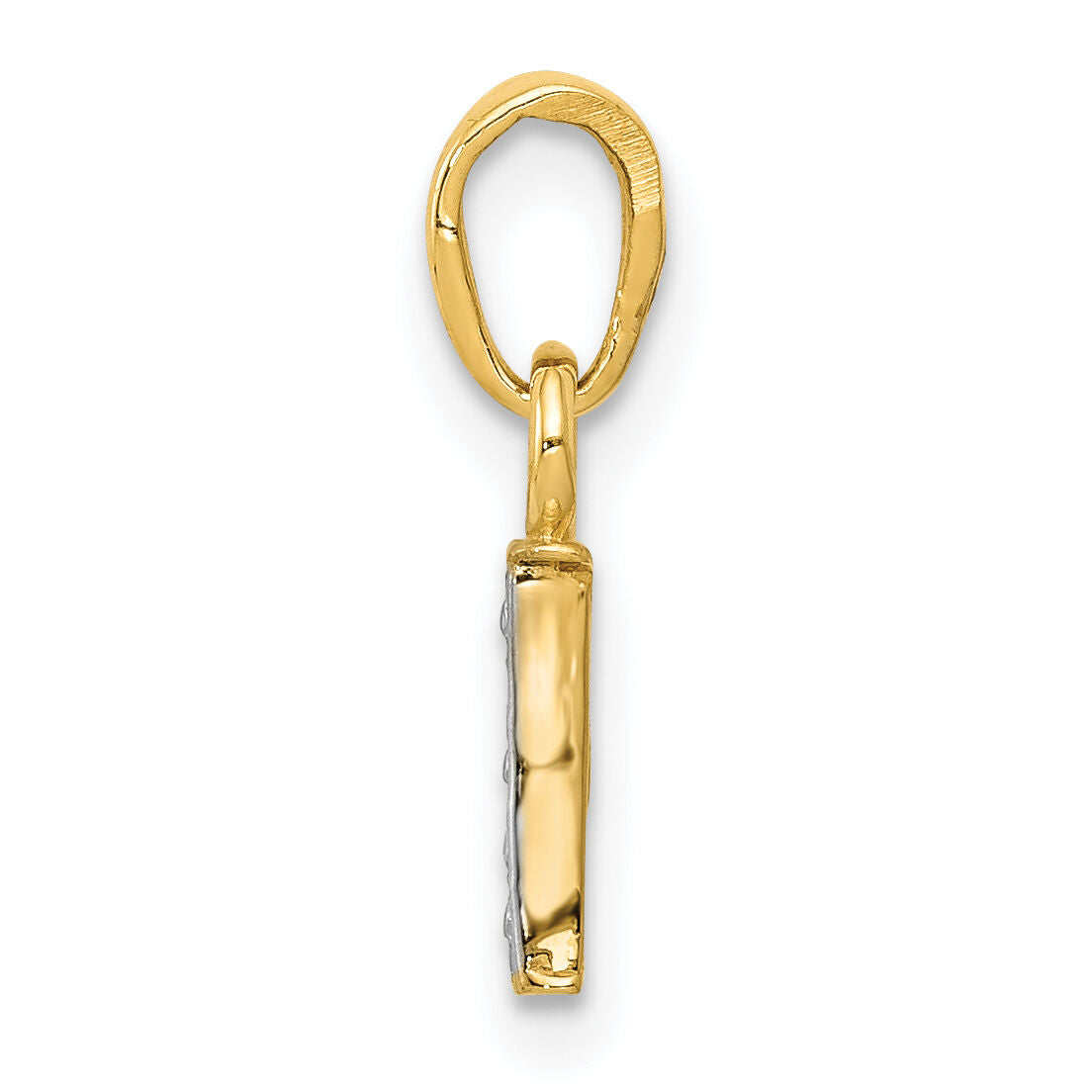 14KY with Rhodium Diamond Letter I Initial Pendant-YC250I