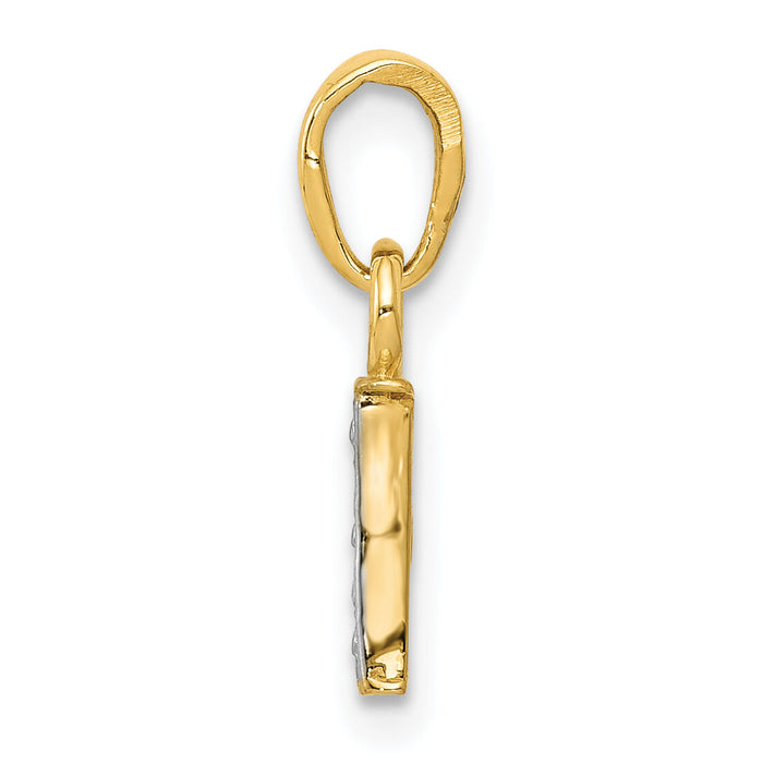 14KY with Rhodium Diamond Letter I Initial Pendant-YC250I