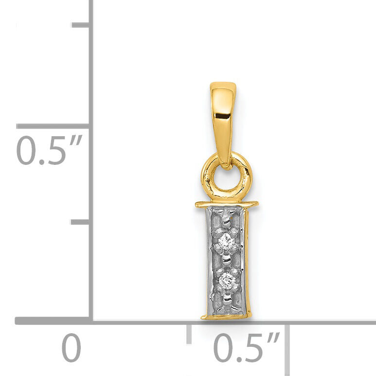 14KY with Rhodium Diamond Letter I Initial Pendant-YC250I