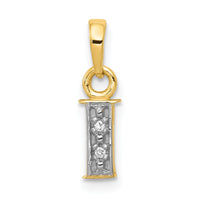14KY with Rhodium Diamond Letter I Initial Pendant-YC250I
