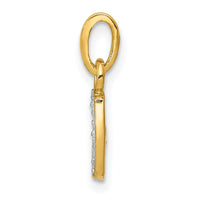 14KY with Rhodium Diamond Letter J Initial Pendant-YC250J
