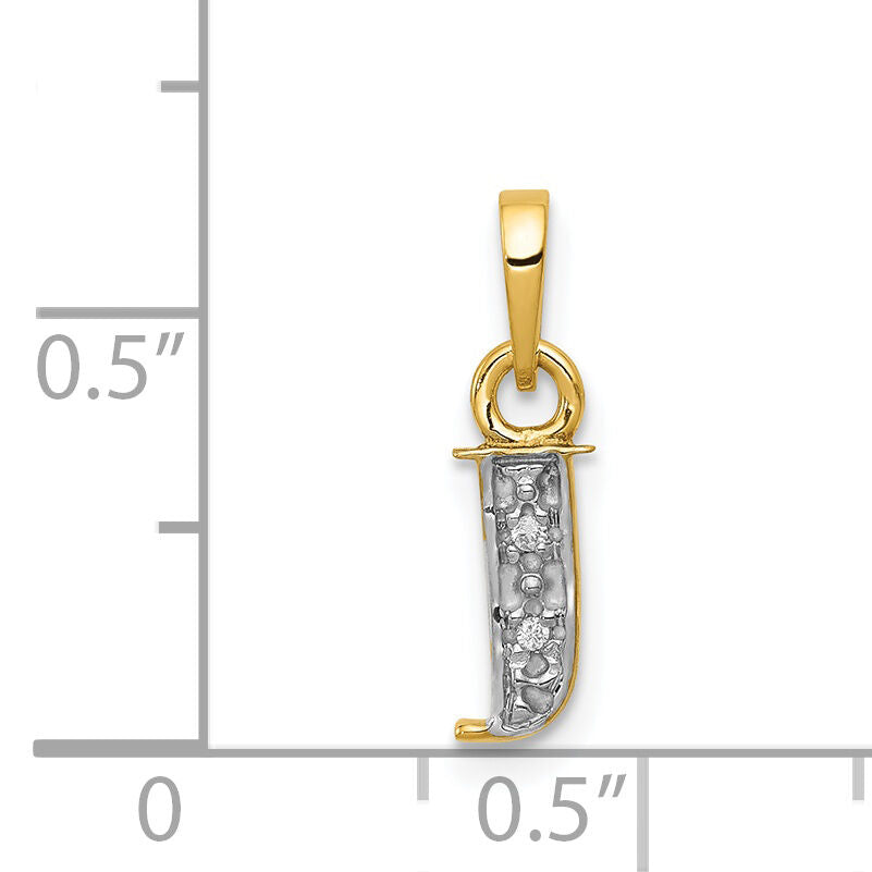 14KY with Rhodium Diamond Letter J Initial Pendant-YC250J