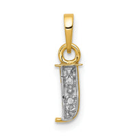 14KY with Rhodium Diamond Letter J Initial Pendant-YC250J