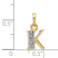 14KY with Rhodium Diamond Letter K Initial Pendant-YC250K