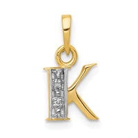 14KY with Rhodium Diamond Letter K Initial Pendant-YC250K