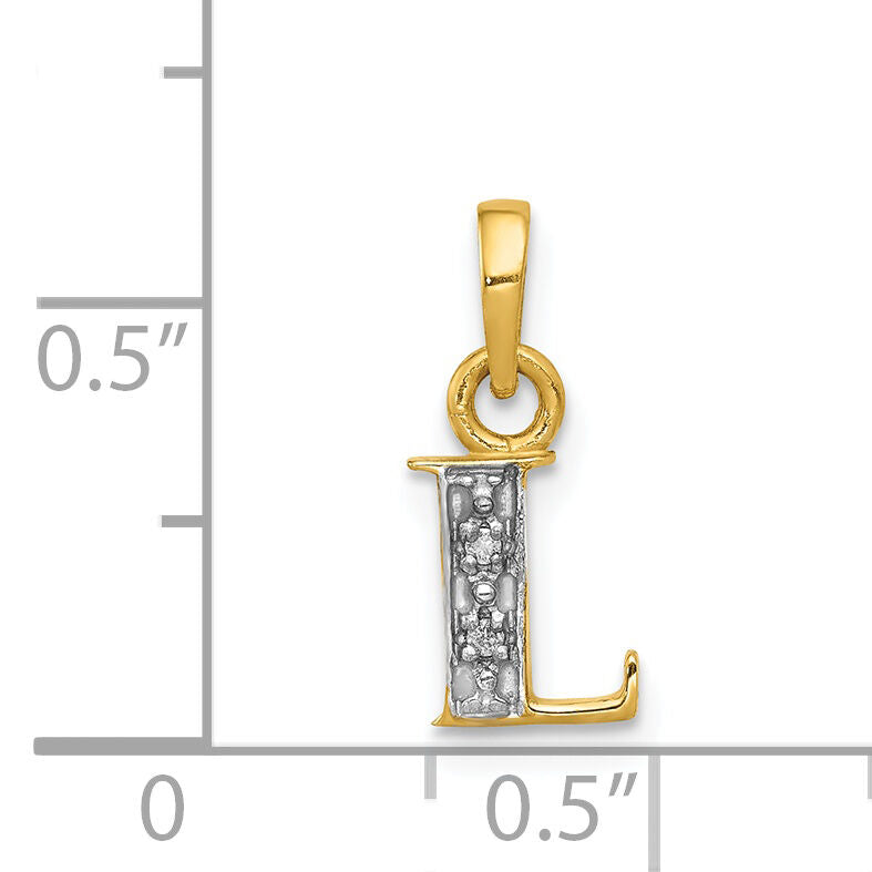 14KY with Rhodium Diamond Letter L Initial Pendant-YC250L