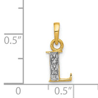 14KY with Rhodium Diamond Letter L Initial Pendant-YC250L