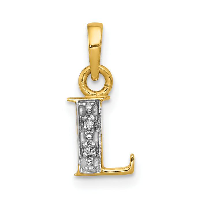 14KY with Rhodium Diamond Letter L Initial Pendant-YC250L