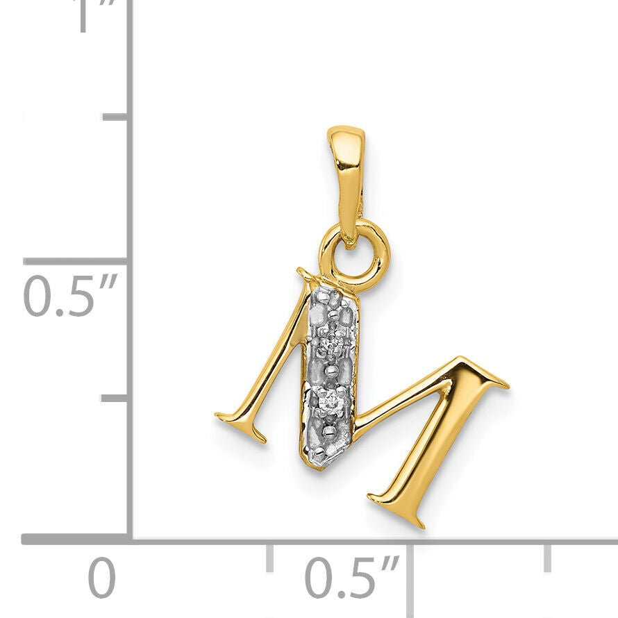 14KY with Rhodium Diamond Letter M Initial Pendant-YC250M