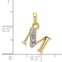 14KY with Rhodium Diamond Letter M Initial Pendant-YC250M