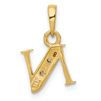 14KY with Rhodium Diamond Letter N Initial Pendant-YC250N