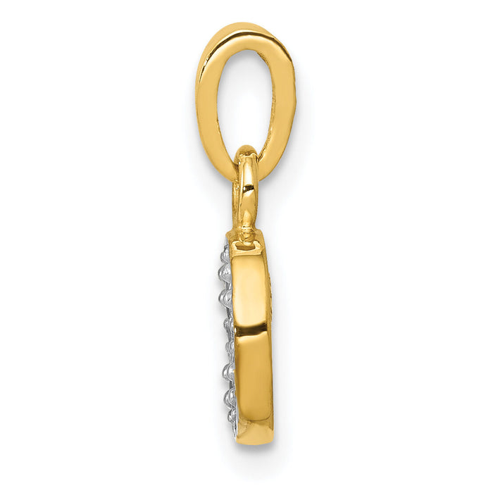 14KY with Rhodium Diamond Letter O Initial Pendant-YC250O