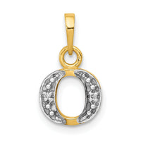 14KY with Rhodium Diamond Letter O Initial Pendant-YC250O