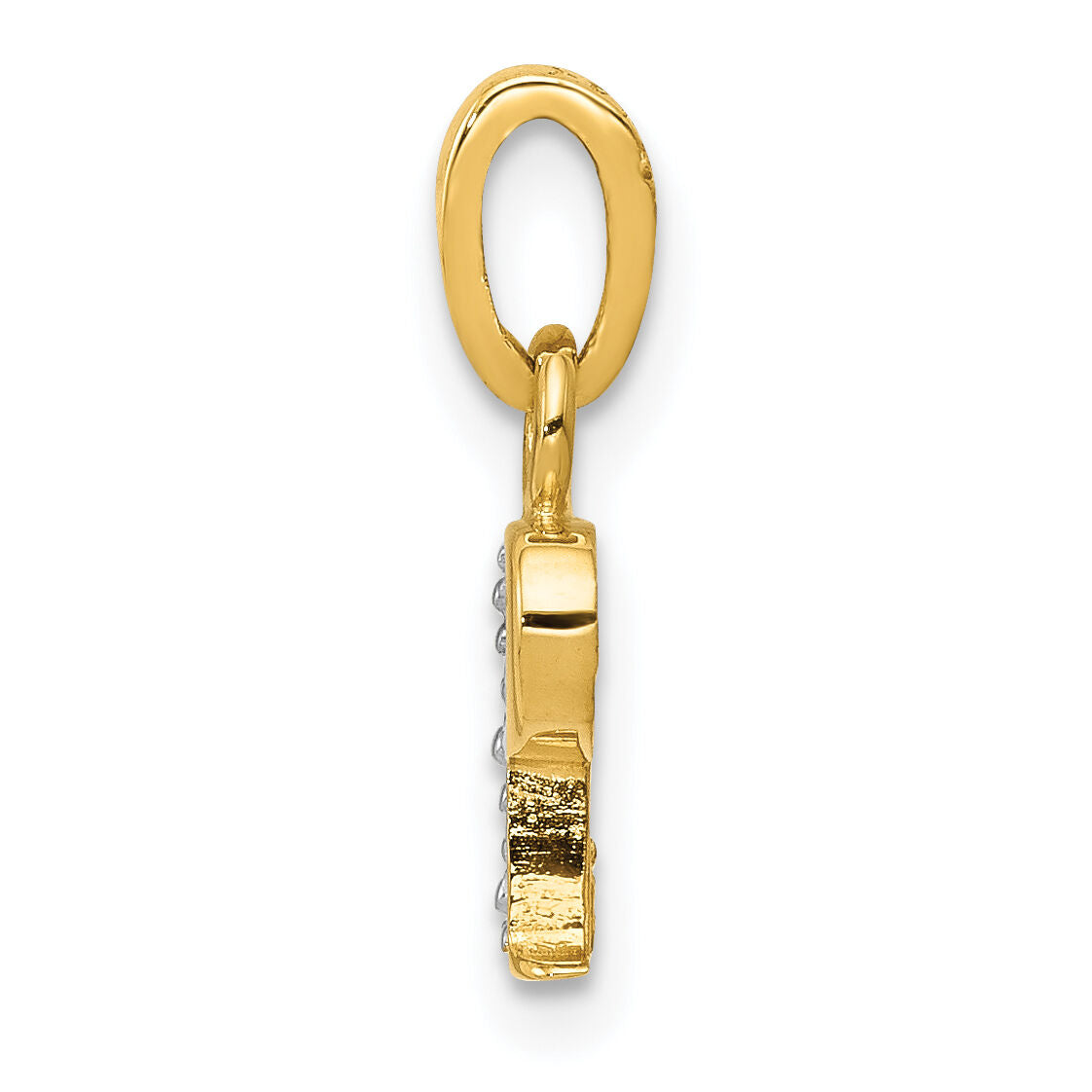 14KY with Rhodium Diamond Letter P Initial Pendant-YC250P