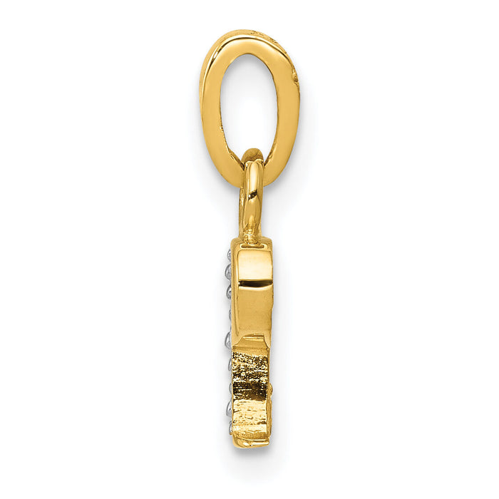 14KY with Rhodium Diamond Letter P Initial Pendant-YC250P