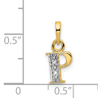 14KY with Rhodium Diamond Letter P Initial Pendant-YC250P