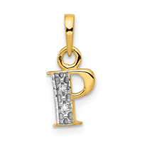 14KY with Rhodium Diamond Letter P Initial Pendant-YC250P