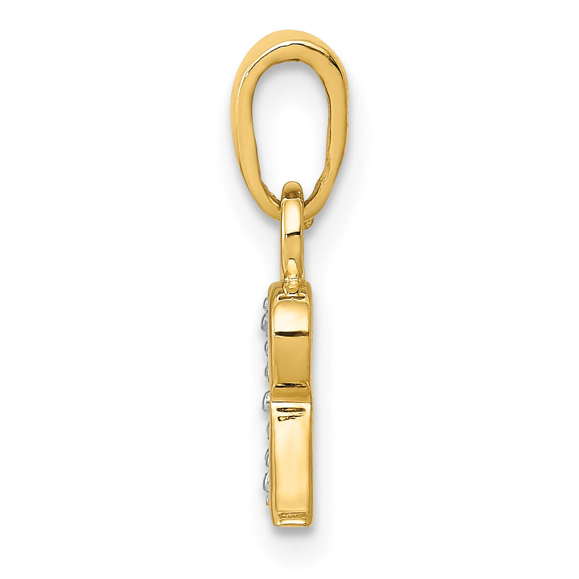 14KY with Rhodium Diamond Letter R Initial Pendant-YC250R