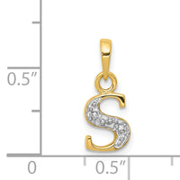 14KY with Rhodium Diamond Letter S Initial Pendant-YC250S
