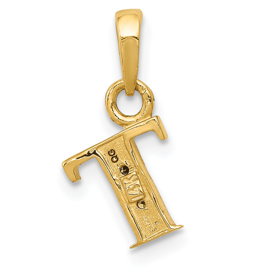 14KY with Rhodium Diamond Letter T Initial Pendant-YC250T