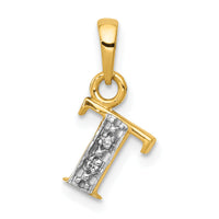 14KY with Rhodium Diamond Letter T Initial Pendant-YC250T