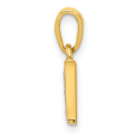 14KY with Rhodium Diamond Letter W Initial Pendant-YC250W