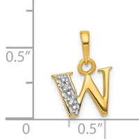 14KY with Rhodium Diamond Letter W Initial Pendant-YC250W