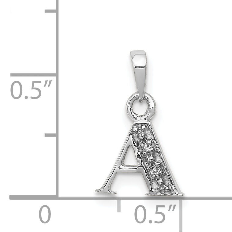 14KW with Rhodium Diamond Letter A Initial Pendant-YC251A