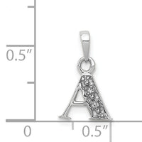 14KW with Rhodium Diamond Letter A Initial Pendant-YC251A