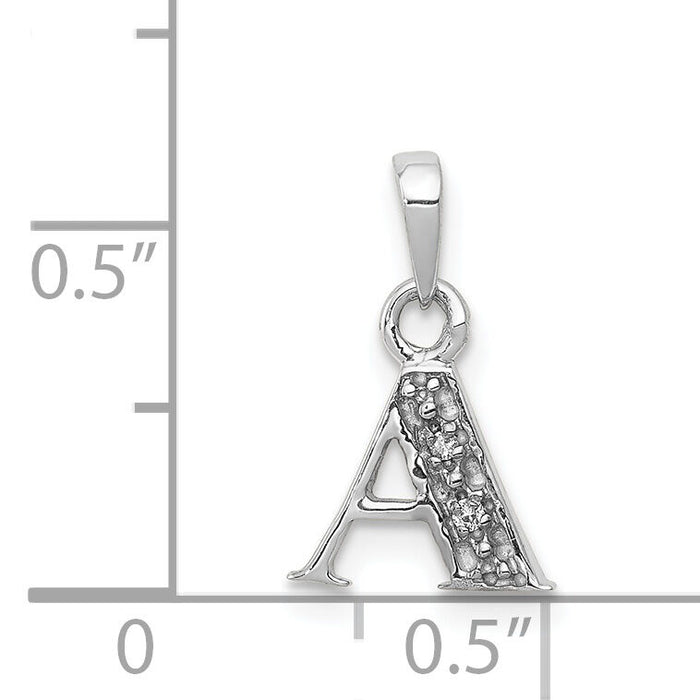 14KW with Rhodium Diamond Letter A Initial Pendant-YC251A