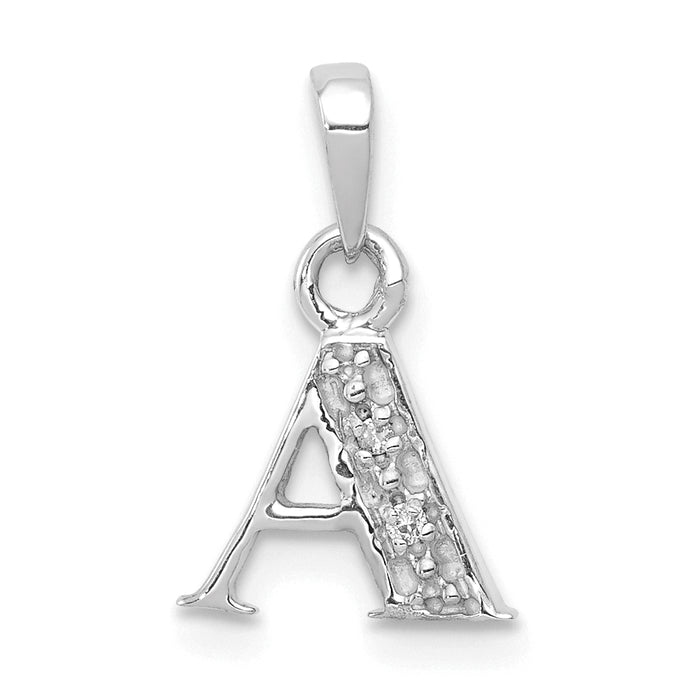 14KW with Rhodium Diamond Letter A Initial Pendant-YC251A