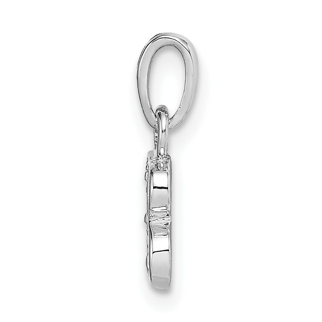 14KW with Rhodium Diamond Letter B Initial Pendant-YC251B