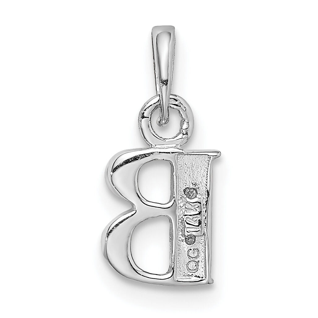 14KW with Rhodium Diamond Letter B Initial Pendant-YC251B
