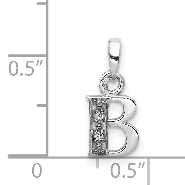 14KW with Rhodium Diamond Letter B Initial Pendant-YC251B