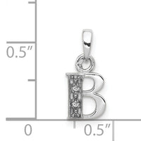 14KW with Rhodium Diamond Letter B Initial Pendant-YC251B