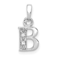 14KW with Rhodium Diamond Letter B Initial Pendant-YC251B