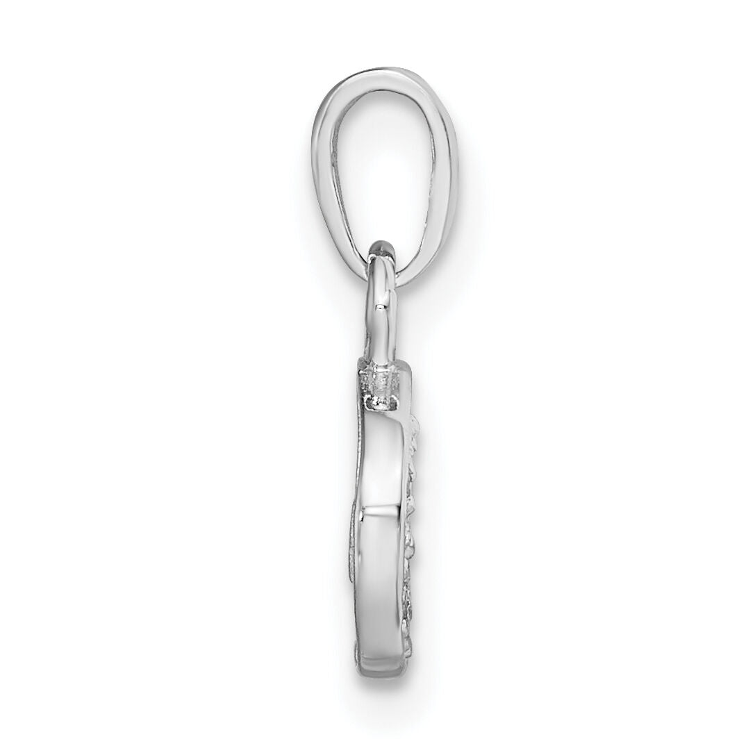 14KW with Rhodium Diamond Letter C Initial Pendant-YC251C