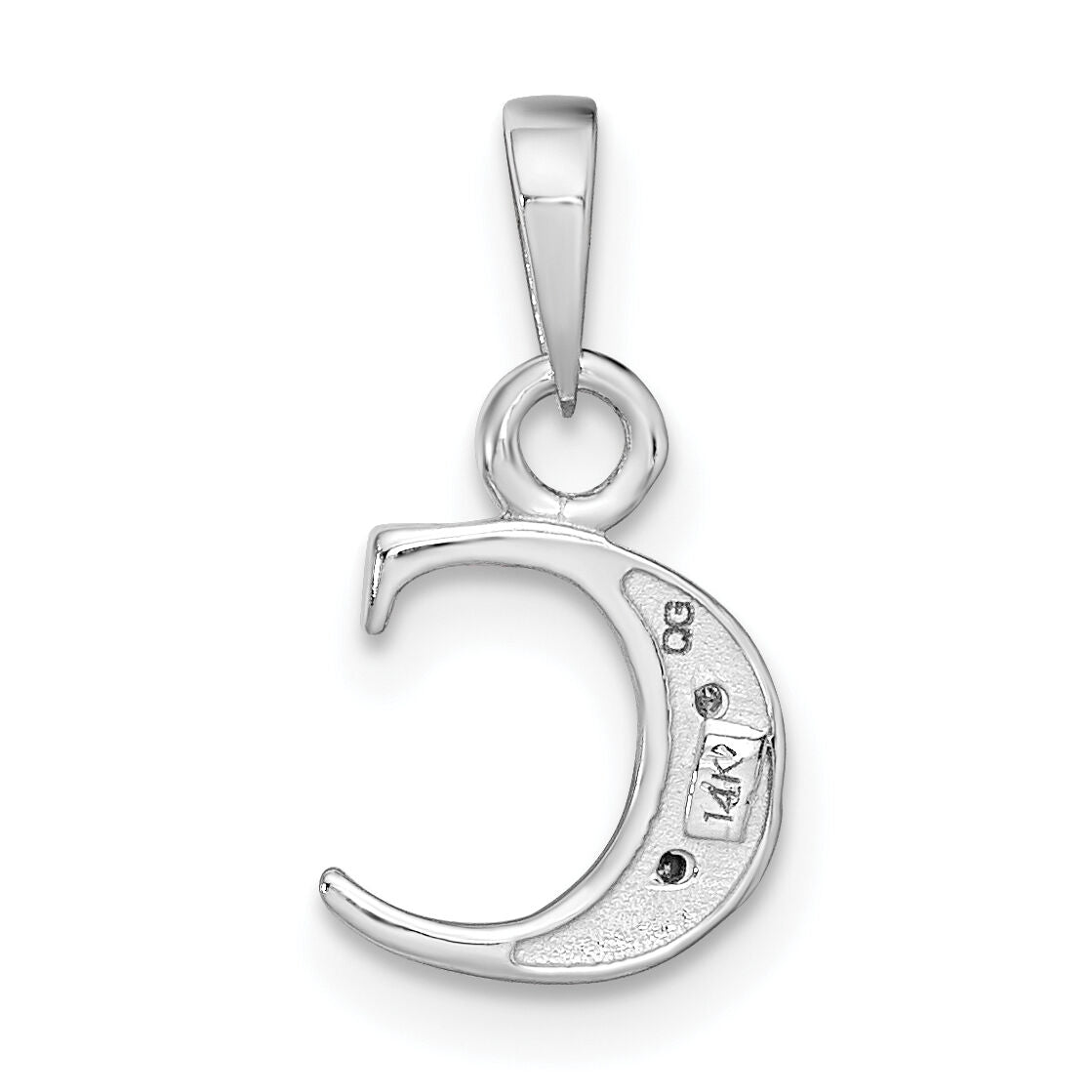 14KW with Rhodium Diamond Letter C Initial Pendant-YC251C