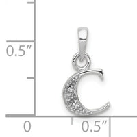 14KW with Rhodium Diamond Letter C Initial Pendant-YC251C