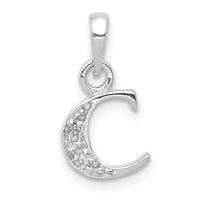 14KW with Rhodium Diamond Letter C Initial Pendant-YC251C