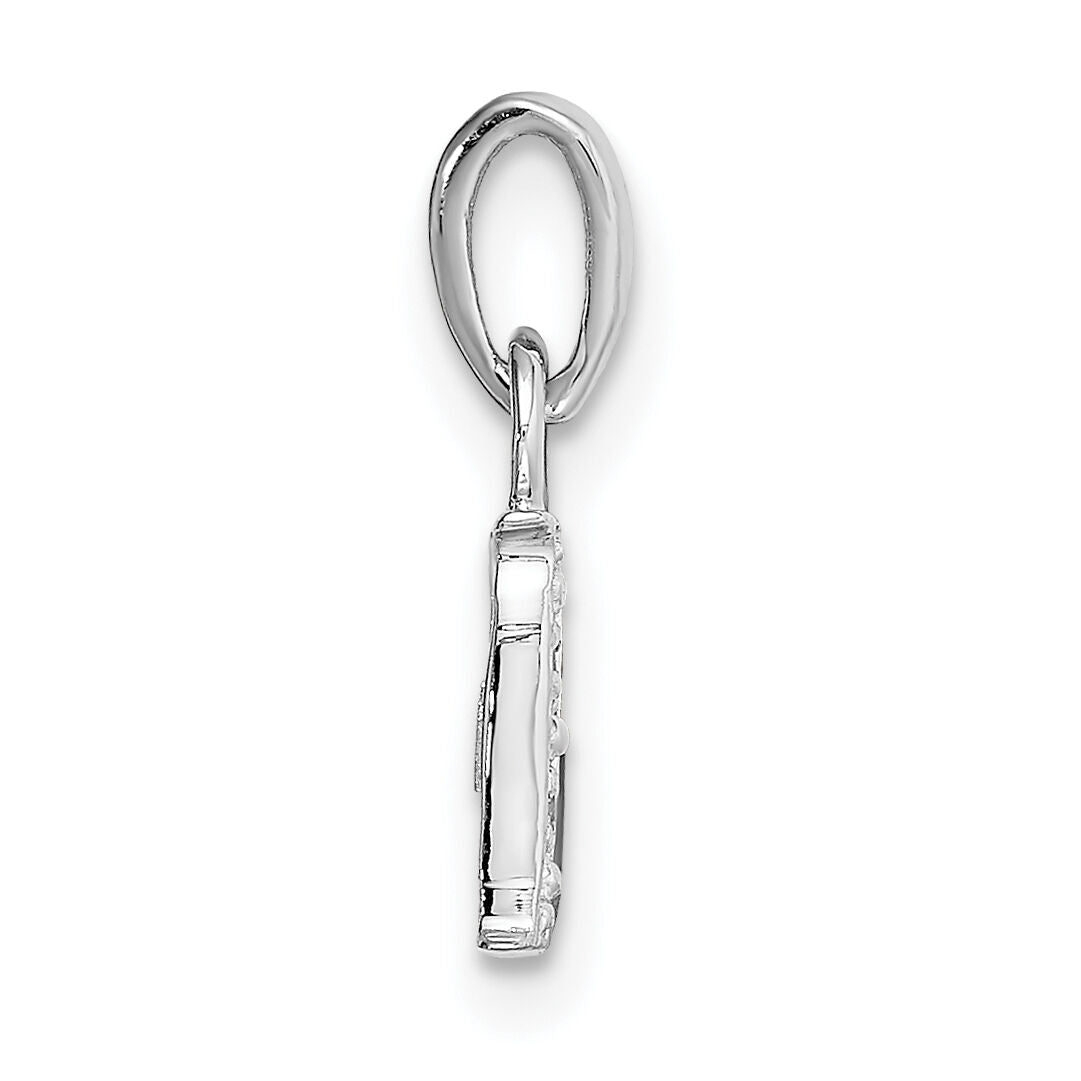 14KW with Rhodium Diamond Letter D Initial Pendant-YC251D