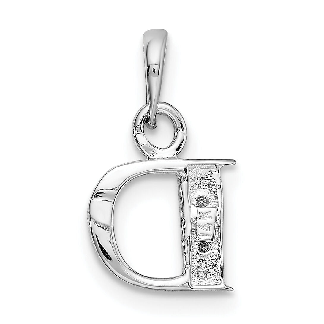 14KW with Rhodium Diamond Letter D Initial Pendant-YC251D