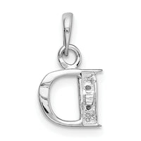 14KW with Rhodium Diamond Letter D Initial Pendant-YC251D
